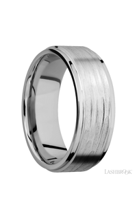 8 mm wide Flat Grooved Edges 14K White Gold band.