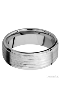 8 mm wide Flat Grooved Edges 14K White Gold band.