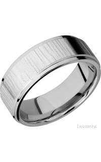 8 mm wide Flat Grooved Edges 14K White Gold band.