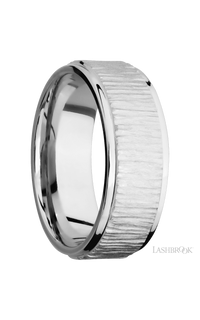 8 mm wide Flat Grooved Edges 14K White Gold band. - NAGI