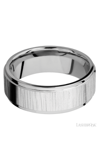 8 mm wide Flat Grooved Edges 14K White Gold band.