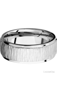 8 mm wide Flat Grooved Edges 14K White Gold band.