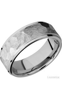 8 mm wide Flat Grooved Edges 14K White Gold band.