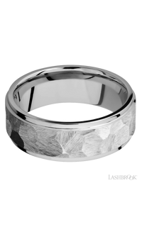 8 mm wide Flat Grooved Edges 14K White Gold band.