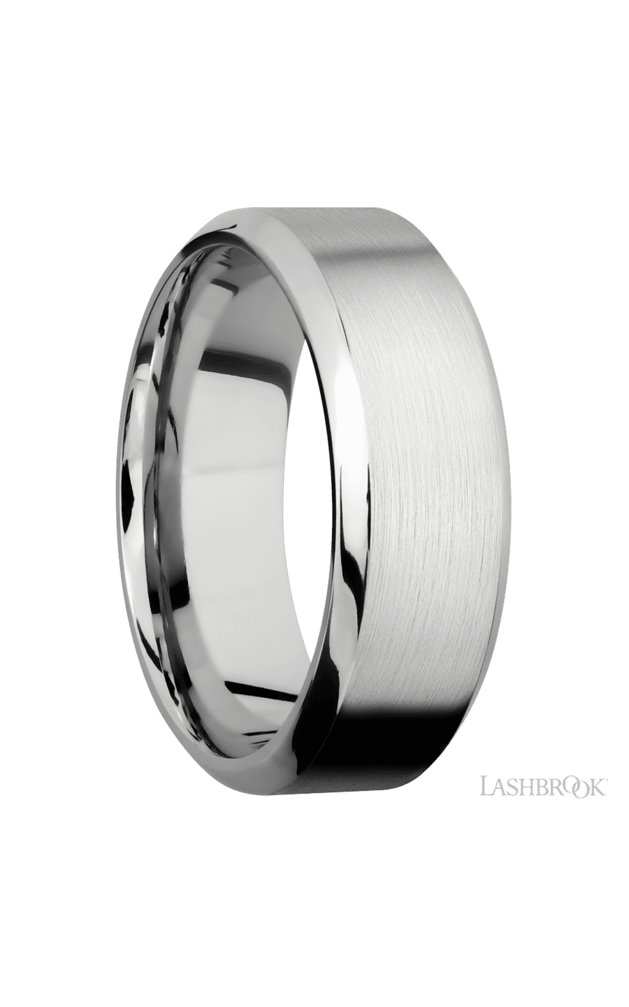8 mm wide High Bevel 14K White Gold band.