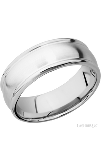 8 mm wide Domed Rounded Edges 14K White Gold band.