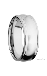 8 mm wide Domed Rounded Edges 14K White Gold band.