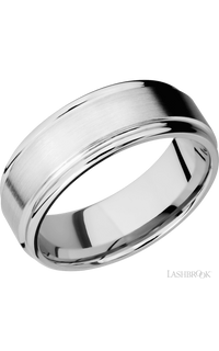 8 mm wide Flat Rounded Edges 14K White Gold band. - NAGI