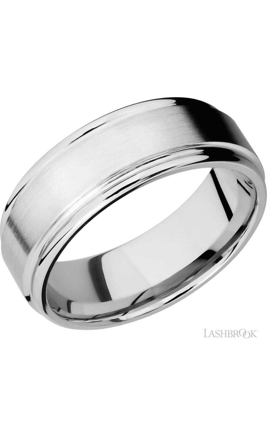 8 mm wide Flat Rounded Edges 14K White Gold band. - NAGI