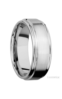 8 mm wide Flat Rounded Edges 14K White Gold band. - NAGI