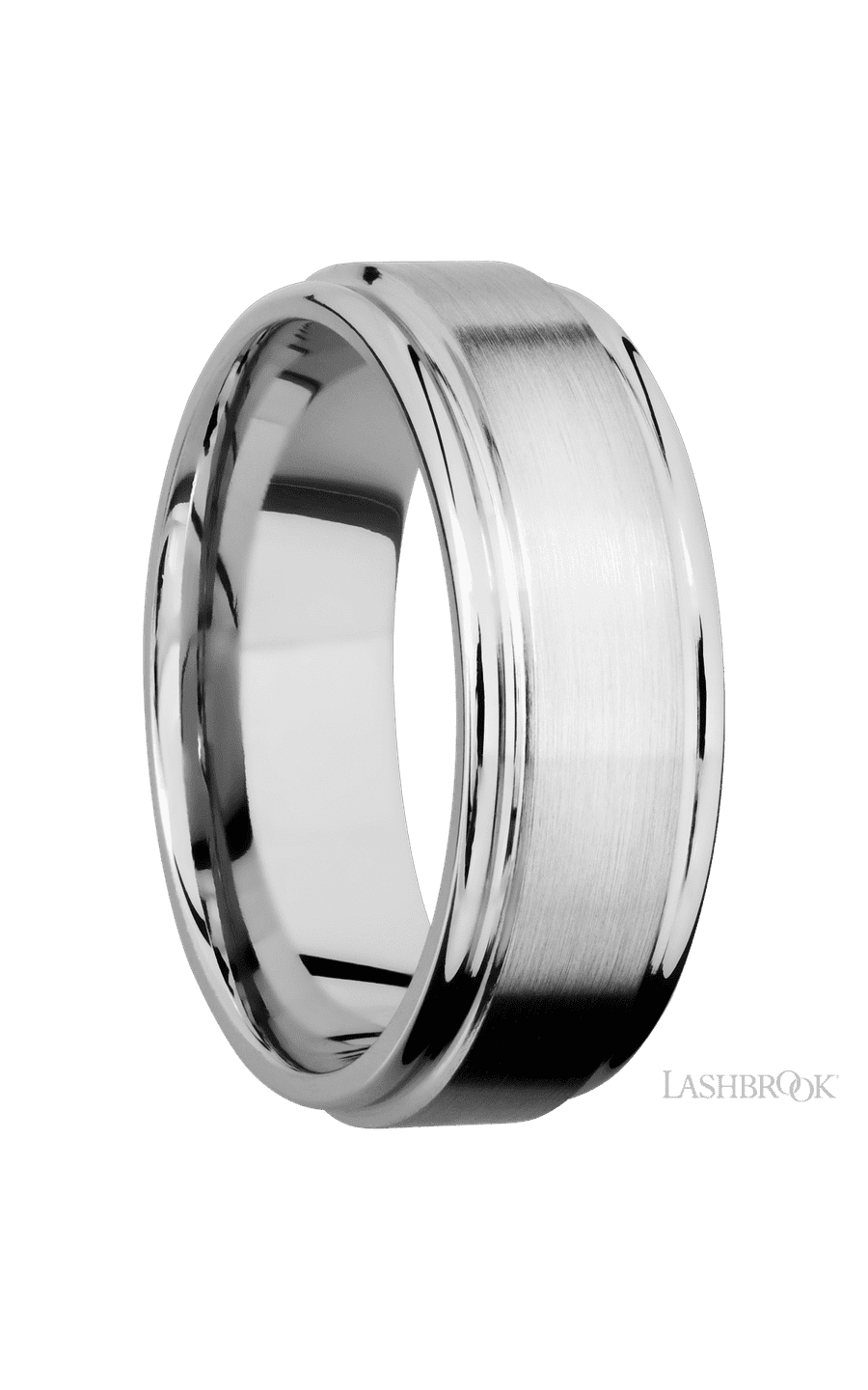 8 mm wide Flat Rounded Edges 14K White Gold band. - NAGI