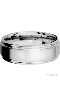 8 mm wide Flat Rounded Edges 14K White Gold band. - NAGI