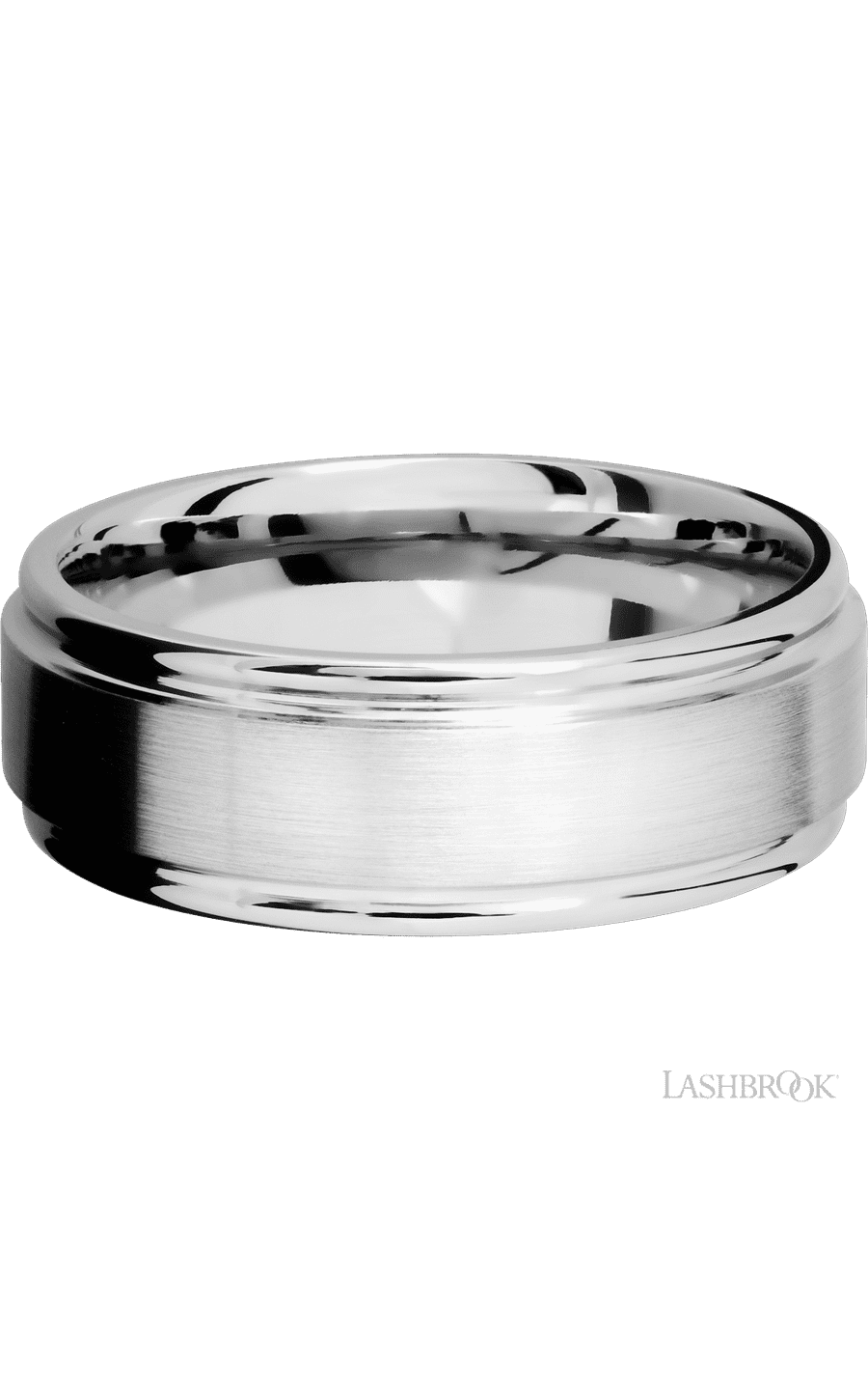 8 mm wide Flat Rounded Edges 14K White Gold band. - NAGI