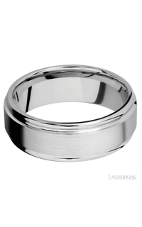 8 mm wide Flat Rounded Edges 14K White Gold band.