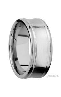 9 mm wide Concaved Center Round Edges 14K White Gold band.