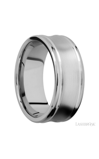 9 mm wide Concaved Center Round Edges 14K White Gold band.