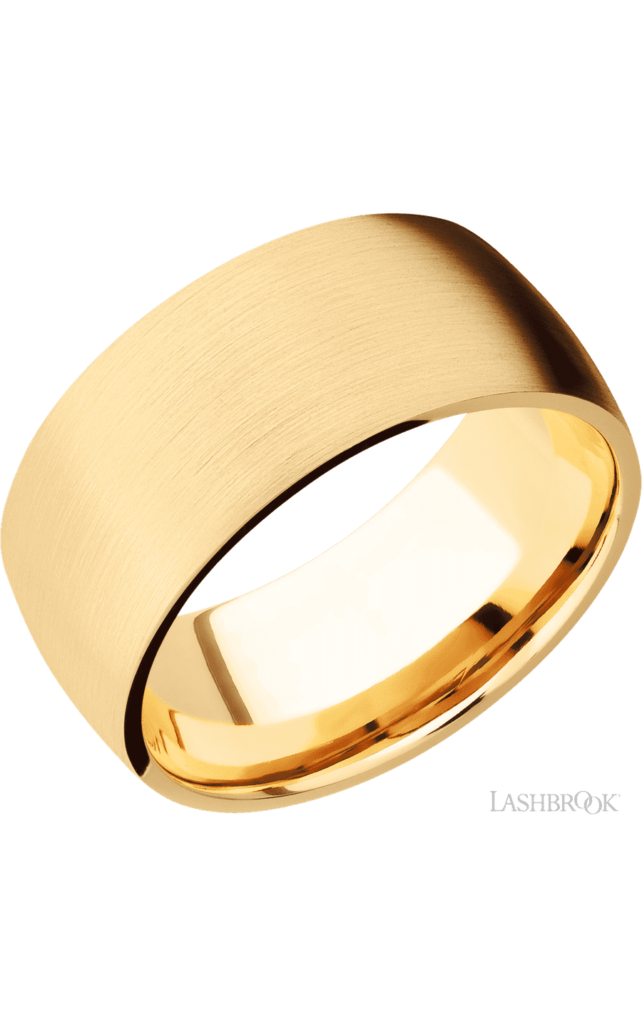 10 mm wide Domed 14K Yellow Gold band.