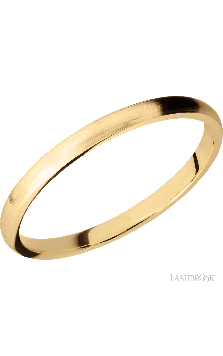 2 mm wide Domed 14K Yellow Gold band.