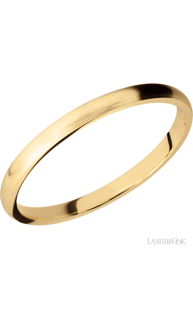 2 mm wide Domed 14K Yellow Gold band.
