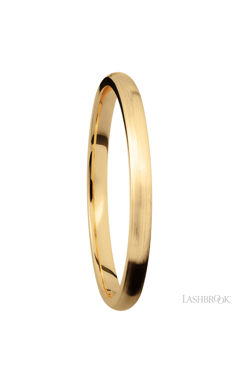 2 mm wide Domed 14K Yellow Gold band.
