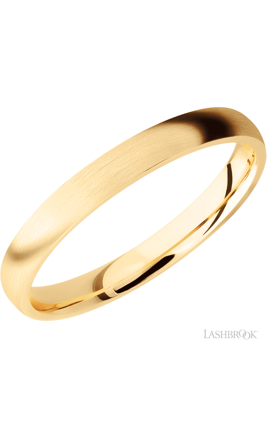 3 mm wide Domed 14K Yellow Gold band. - NAGI