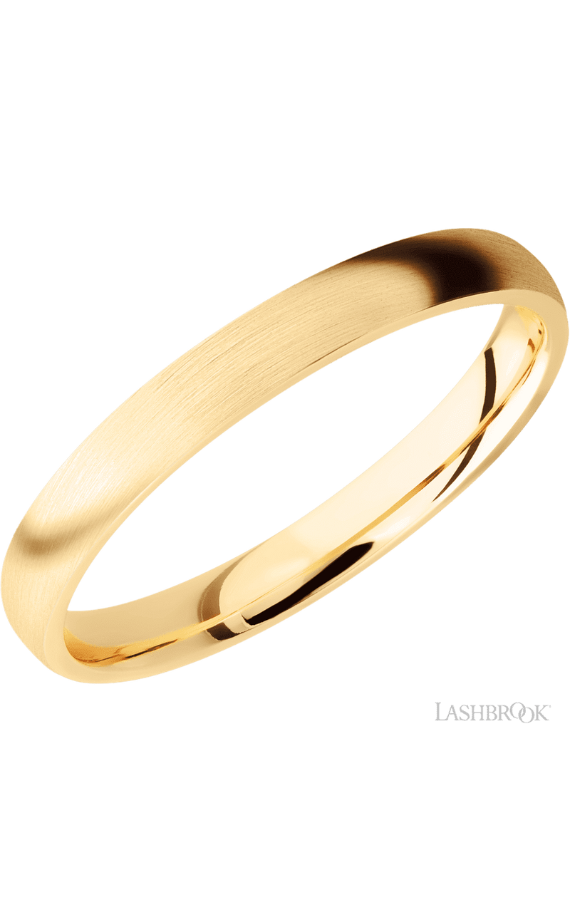 3 mm wide Domed 14K Yellow Gold band. - NAGI