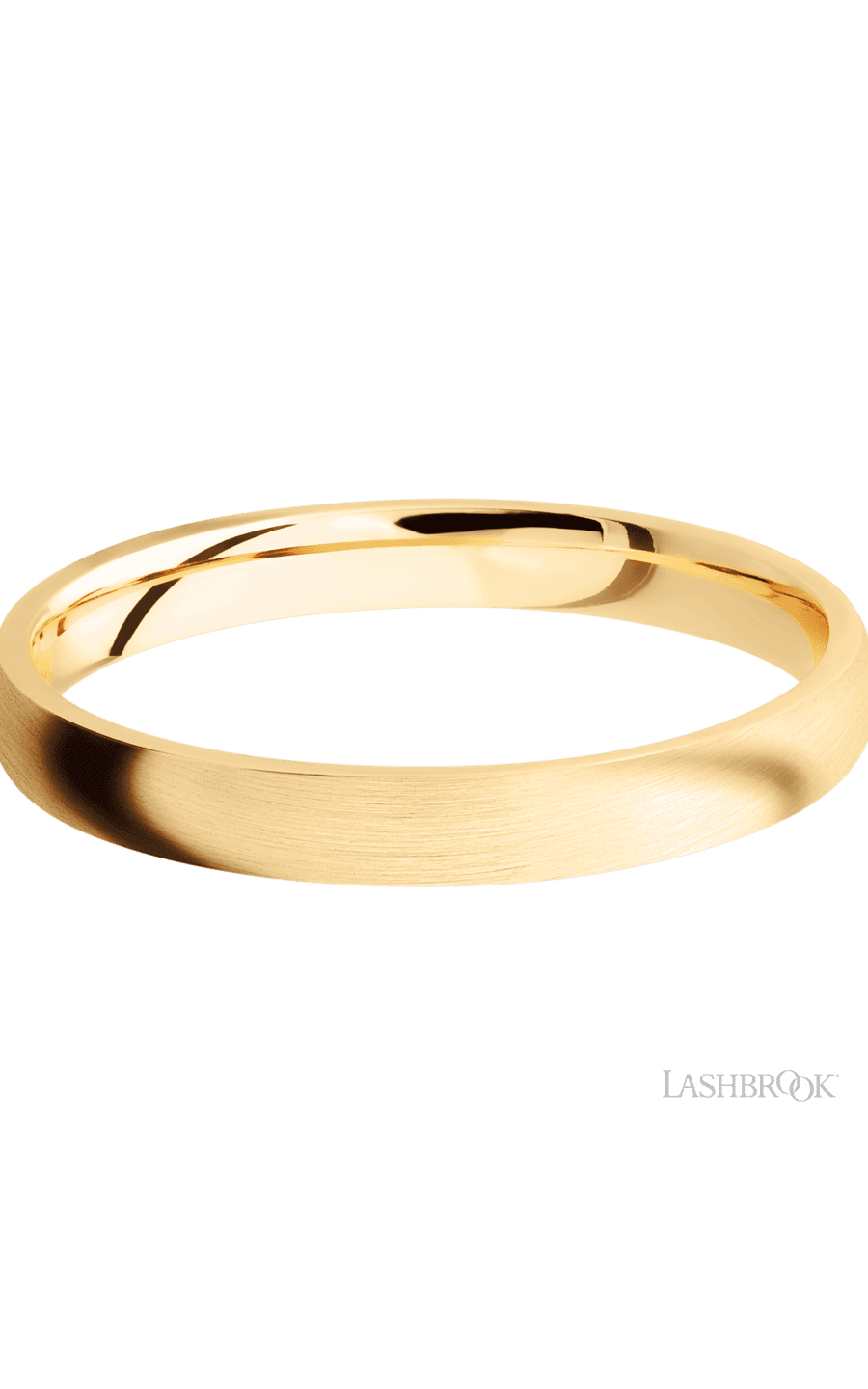 3 mm wide Domed 14K Yellow Gold band. - NAGI