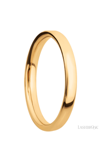 3 mm wide Ultra Comfort (our most comfortable profile) 14K Yellow Gold band.