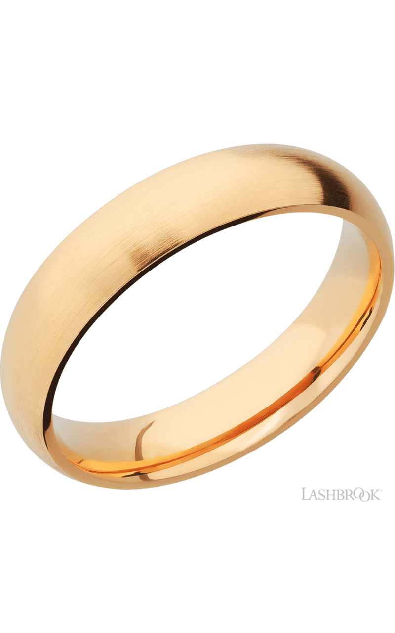 5 mm wide Domed 14K Yellow Gold band. - NAGI
