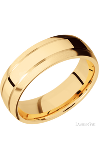 7 mm wide Domed with two accent grooves 14K Yellow Gold band.