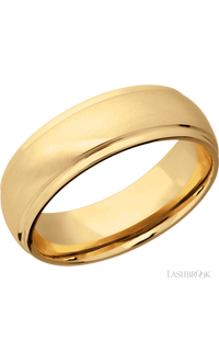 7 mm wide Domed Stepped Down Edges 14K Yellow Gold band. - NAGI