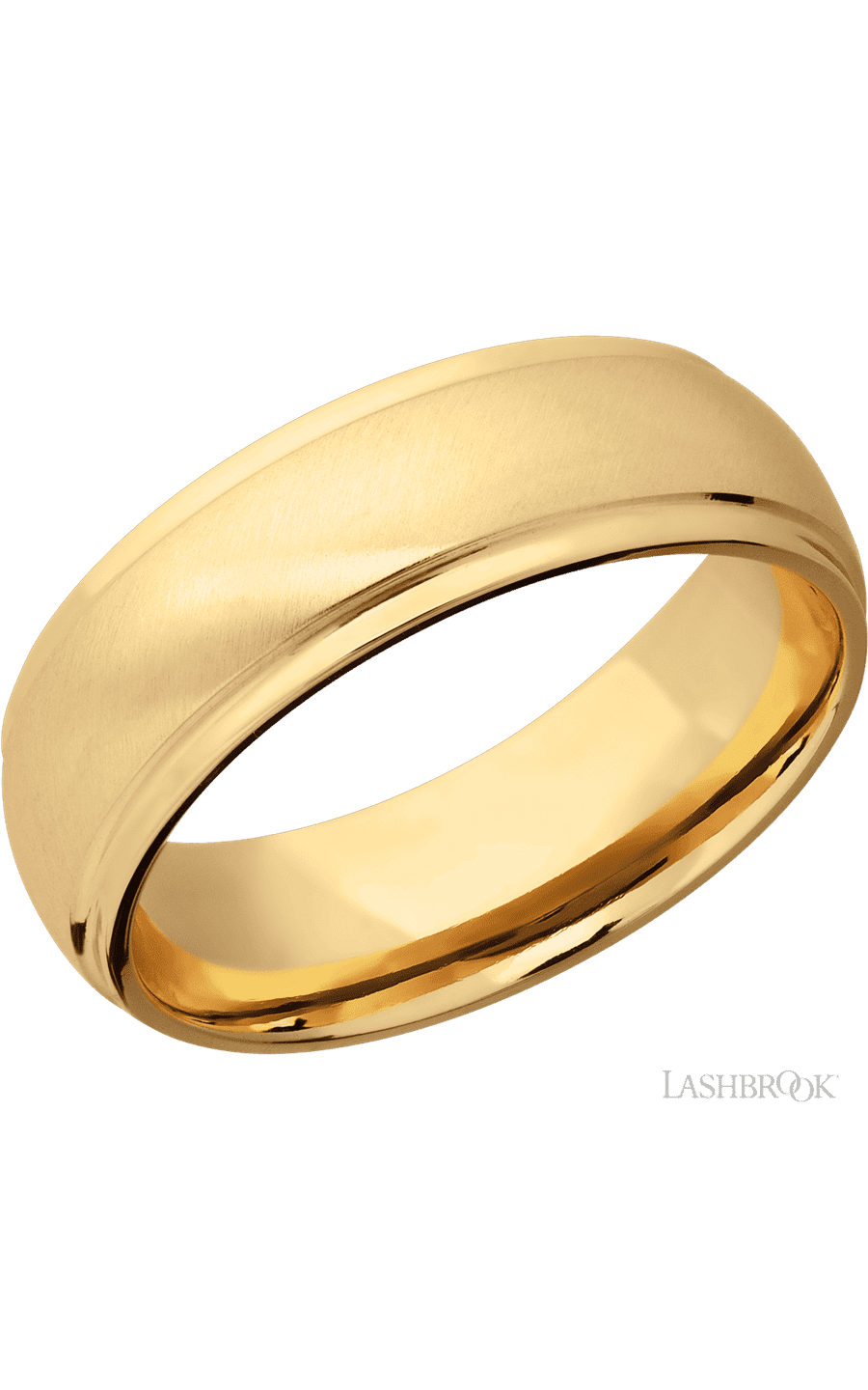 7 mm wide Domed Stepped Down Edges 14K Yellow Gold band. - NAGI