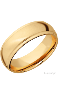 7 mm wide Domed Stepped Down Edges 14K Yellow Gold band.