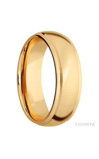 7 mm wide Domed Stepped Down Edges 14K Yellow Gold band.