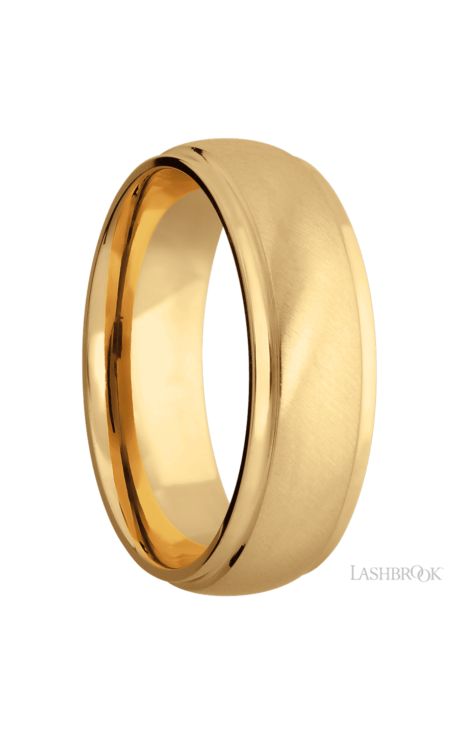 7 mm wide Domed Stepped Down Edges 14K Yellow Gold band. - NAGI