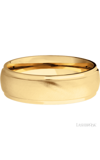 7 mm wide Domed Stepped Down Edges 14K Yellow Gold band. - NAGI