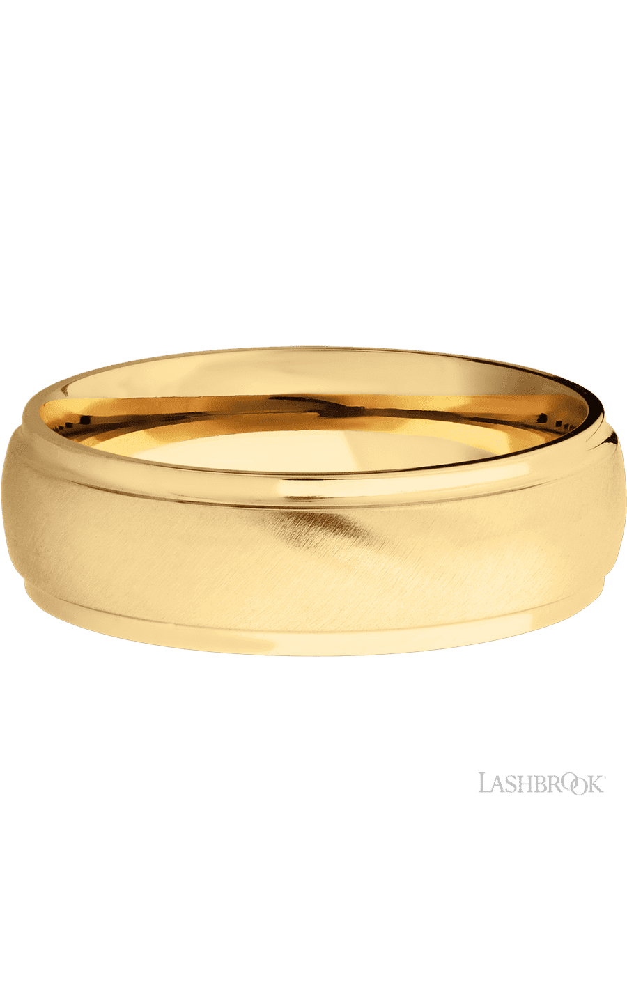 7 mm wide Domed Stepped Down Edges 14K Yellow Gold band. - NAGI