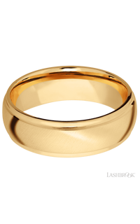 7 mm wide Domed Stepped Down Edges 14K Yellow Gold band.