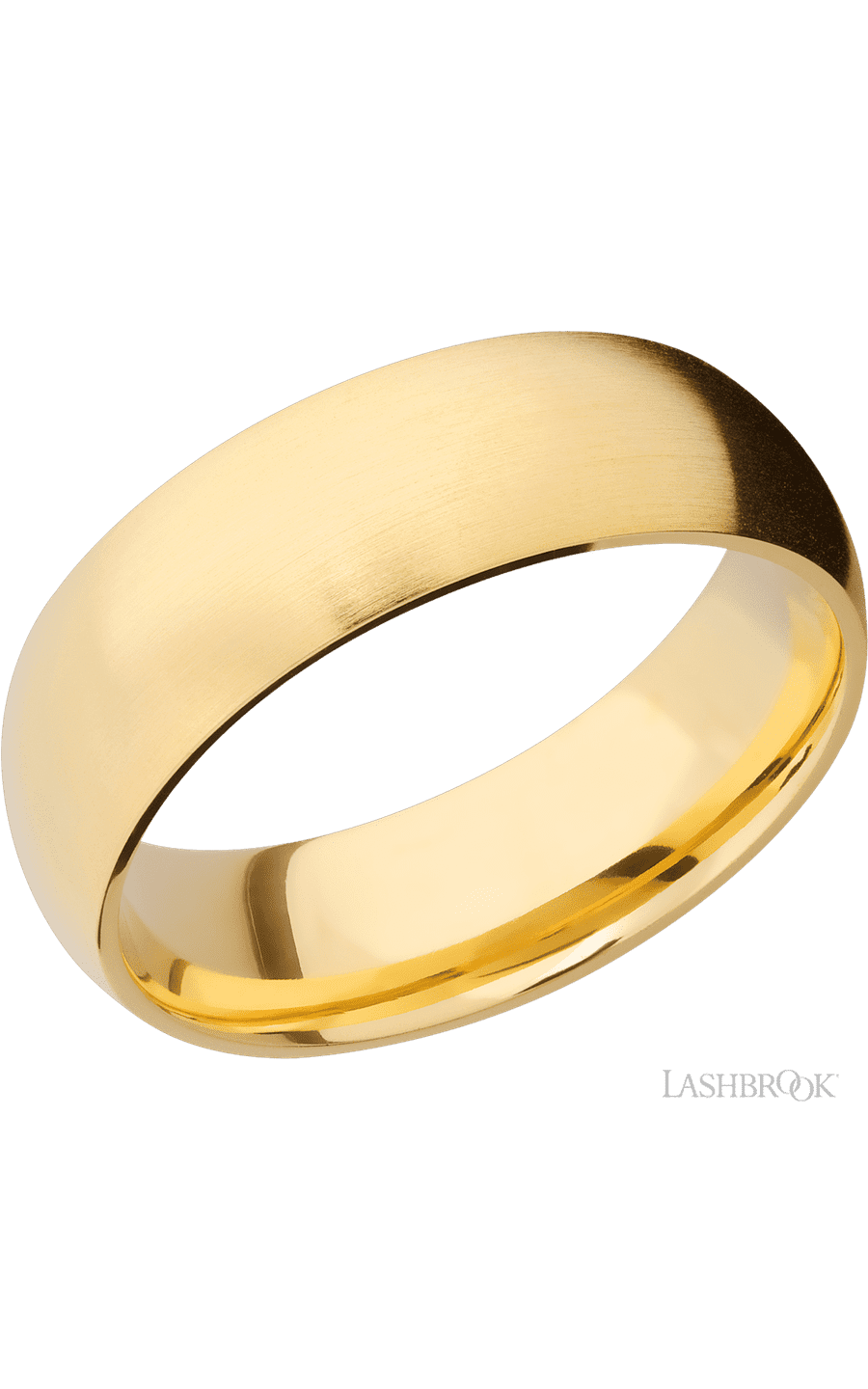 7 mm wide Domed 14K Yellow Gold band. - NAGI