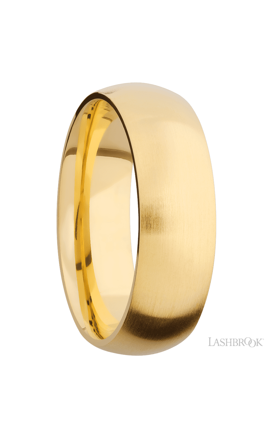 7 mm wide Domed 14K Yellow Gold band.