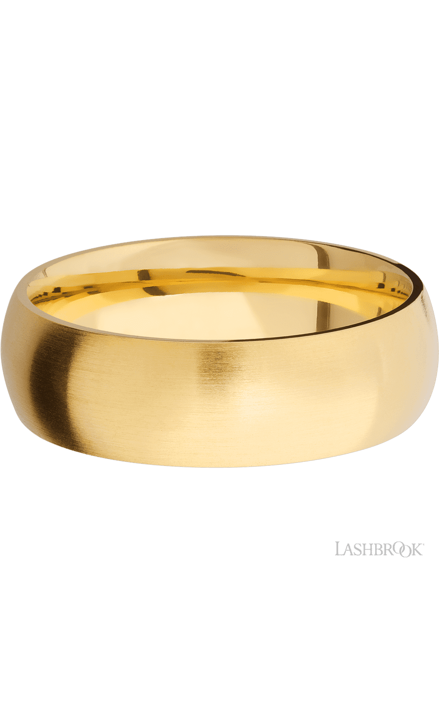 7 mm wide Domed 14K Yellow Gold band. - NAGI
