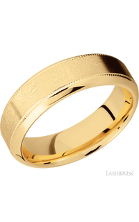 7 mm wide High Bevel Milgrain 14K Yellow Gold band. - NAGI