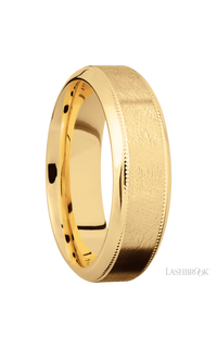 7 mm wide High Bevel Milgrain 14K Yellow Gold band. - NAGI