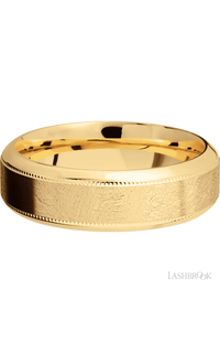 7 mm wide High Bevel Milgrain 14K Yellow Gold band. - NAGI
