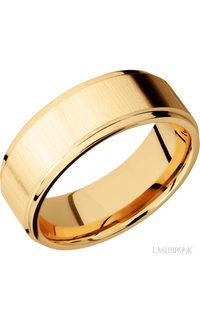 8 mm wide Flat Grooved Edges 14K Yellow Gold band.