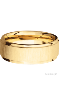 8 mm wide Flat Grooved Edges 14K Yellow Gold band. - NAGI