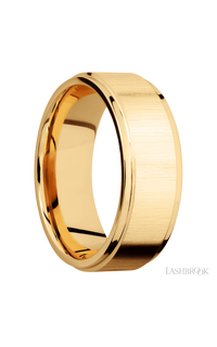 8 mm wide Flat Grooved Edges 14K Yellow Gold band.