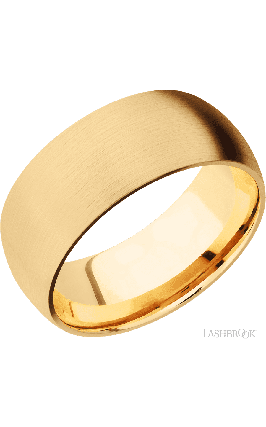 9 mm wide Domed 14K Yellow Gold band.