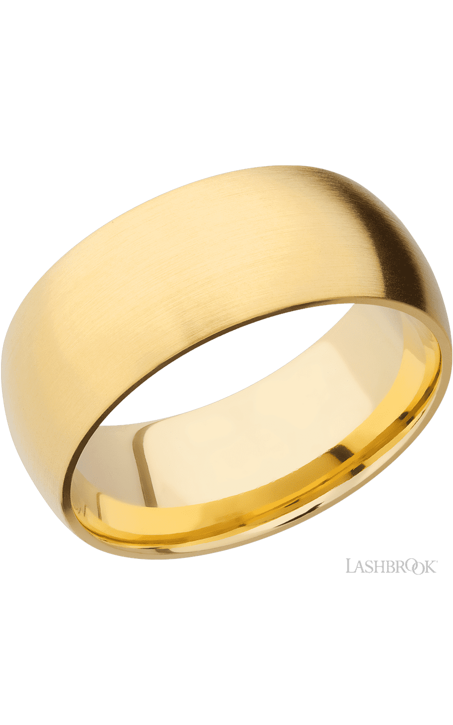 9 mm wide Domed 14K Yellow Gold band. - NAGI