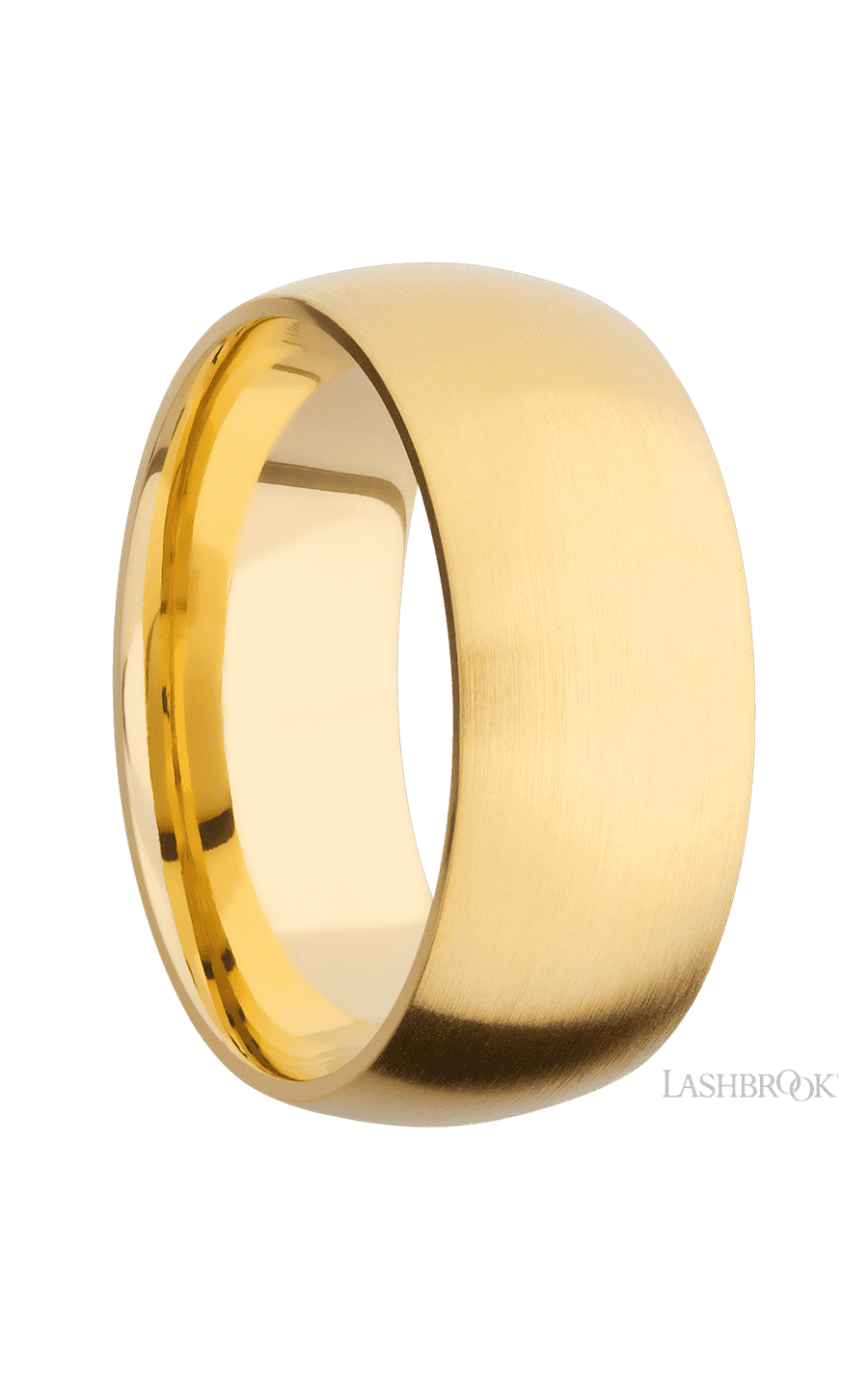 9 mm wide Domed 14K Yellow Gold band. - NAGI